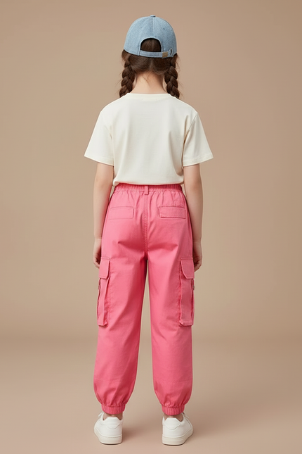 Pantalon Cargo Rose Fluide Multipoches Fille - Coton - vue 2