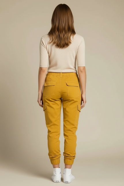 Pantalon Cargo Jaune - Toile - vue 2