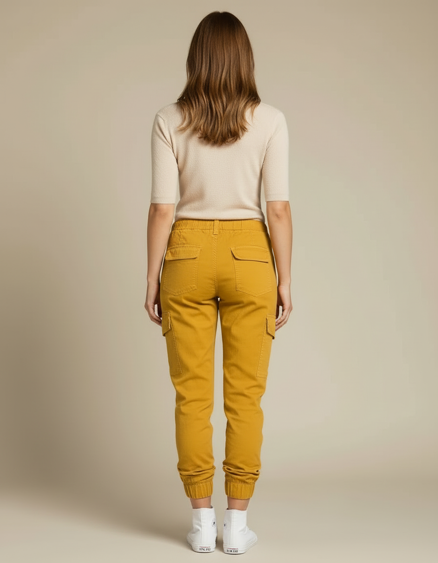 Pantalon Cargo Jaune - Toile - vue 2