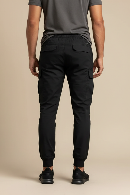 Pantalon Cargo Noir Cordon Ample Homme - Polyester - vue 2