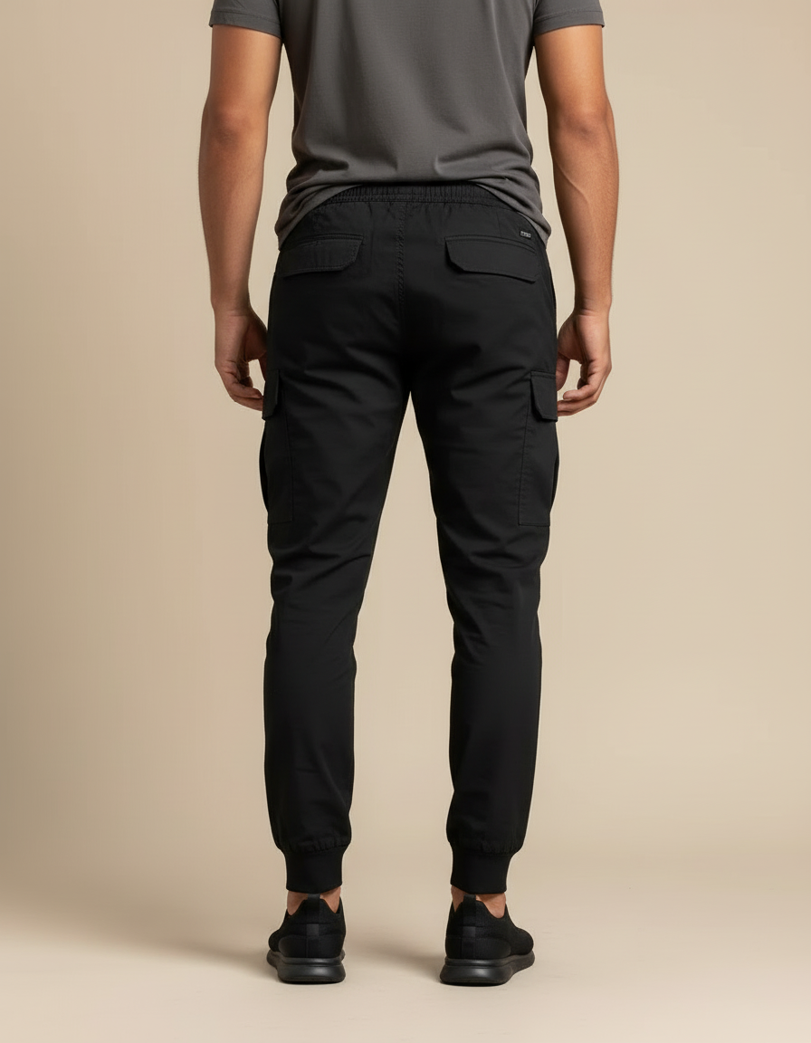 Pantalon Cargo Noir Cordon Ample Homme - Polyester - vue 2