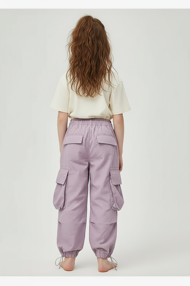 Pantalon Cargo Violet Ample Multipoches Léger Fille - Polyester - vue 2