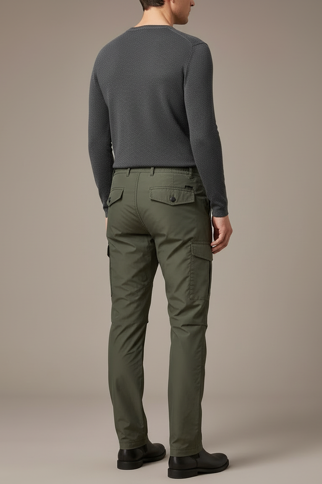 Pantalon Cargo Vert Militaire Droit Multipoches Homme - Kaki Polyester - vue 2