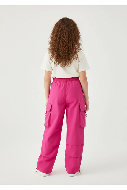 Pantalon Cargo Rose Ample Fille Enfant - Gabardine - vue 2