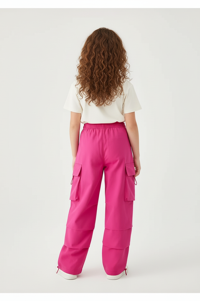 Pantalon Cargo Rose Ample Fille Enfant - Gabardine - vue 2