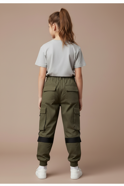 Pantalon Cargo Kaki Ample Multipoches Enfant - Toile - vue 2