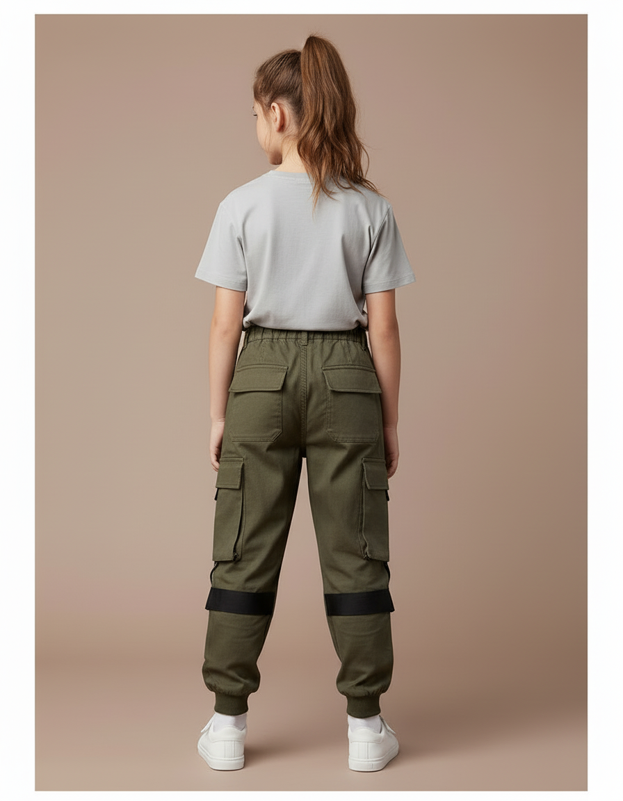 Pantalon Cargo Kaki Ample Multipoches Enfant - Toile - vue 2