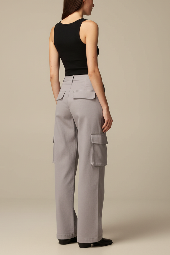 Pantalon Cargo Habillé - Gris Gabardine - vue 2