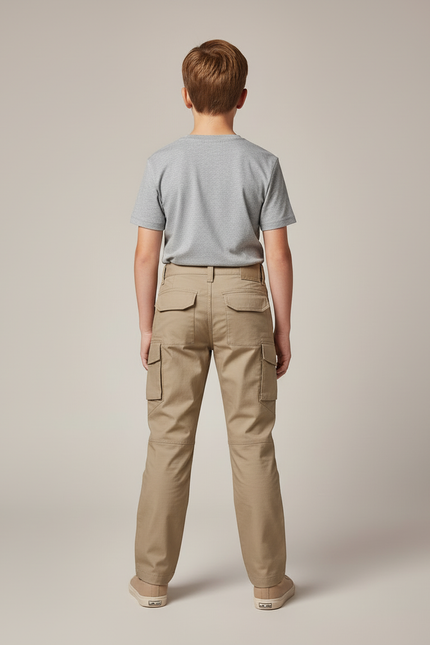 Pantalon Cargo Kaki Enfant Multipoches Résistant - Toile - vue 2