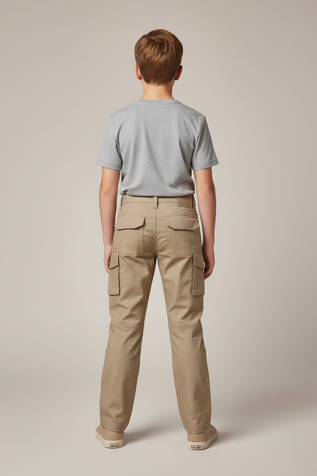 Pantalon Cargo Kaki Enfant Multipoches Résistant - Toile - vue 2