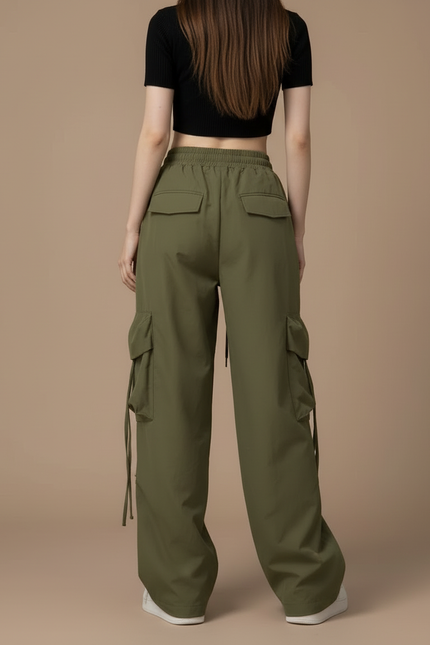 Pantalon Cargo Militaire Femme - Kaki Polyester - vue 2