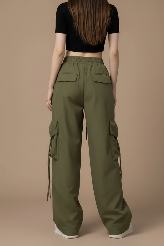 Pantalon Cargo Militaire Femme - Kaki Polyester - vue 2