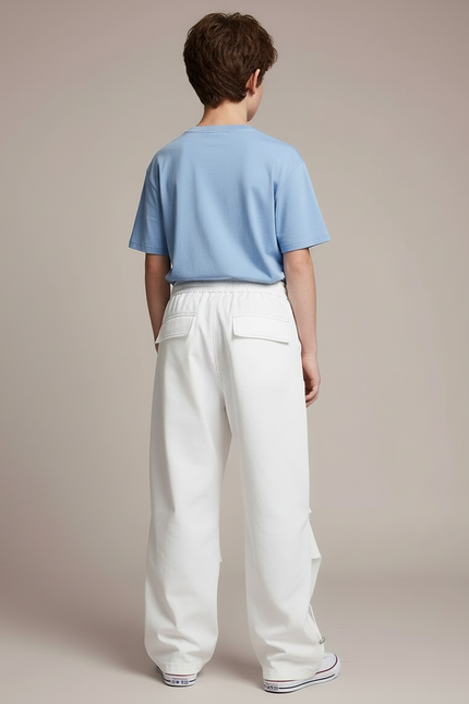 Pantalon Cargo Blanc Ample Multipoches Enfant Streetwear - Toile - vue 2