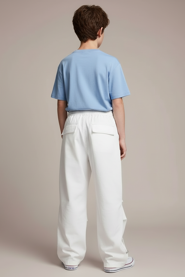 Pantalon Cargo Blanc Ample Multipoches Enfant Streetwear - Toile - vue 2