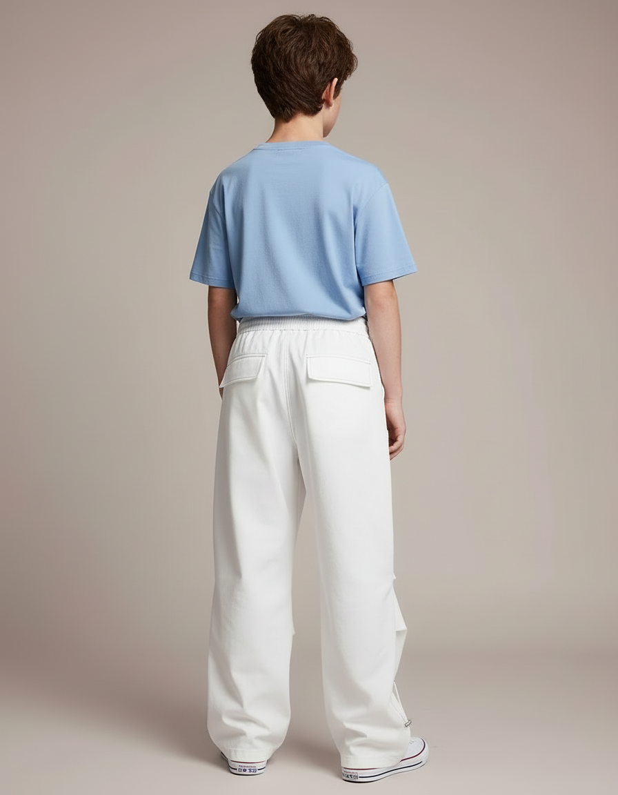Pantalon Cargo Blanc Ample Multipoches Enfant Streetwear - Toile - vue 2