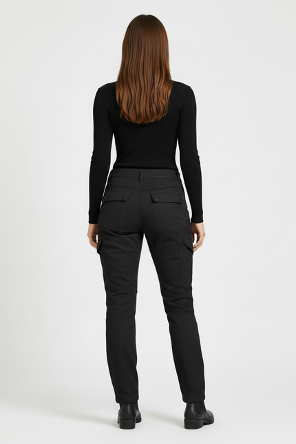 Pantalon Cargo Noir Femme Décontracté Renforcé Ample - Gabardine - vue 2