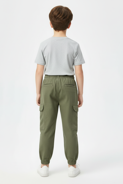 Pantalon Cargo Vert Kaki Coton Jogger Enfant - vue 2