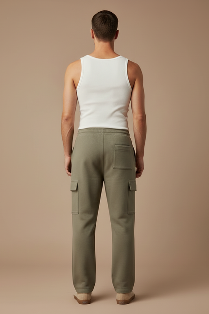 Pantalon Cargo Kaki Ample Molletonné Homme Décontracté - vue 2