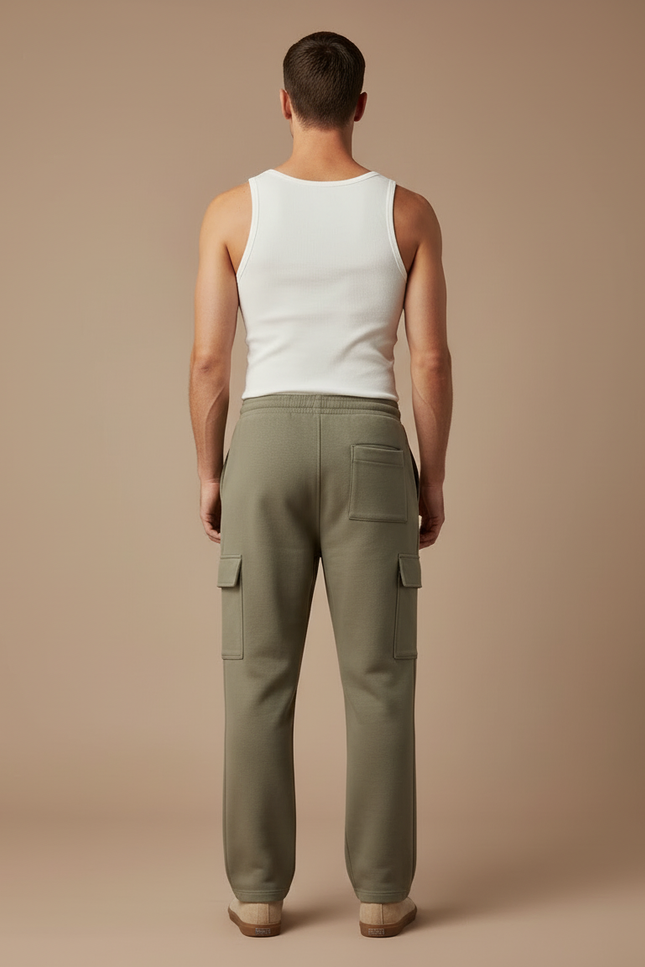 Pantalon Cargo Kaki Ample Molletonné Homme Décontracté - vue 2