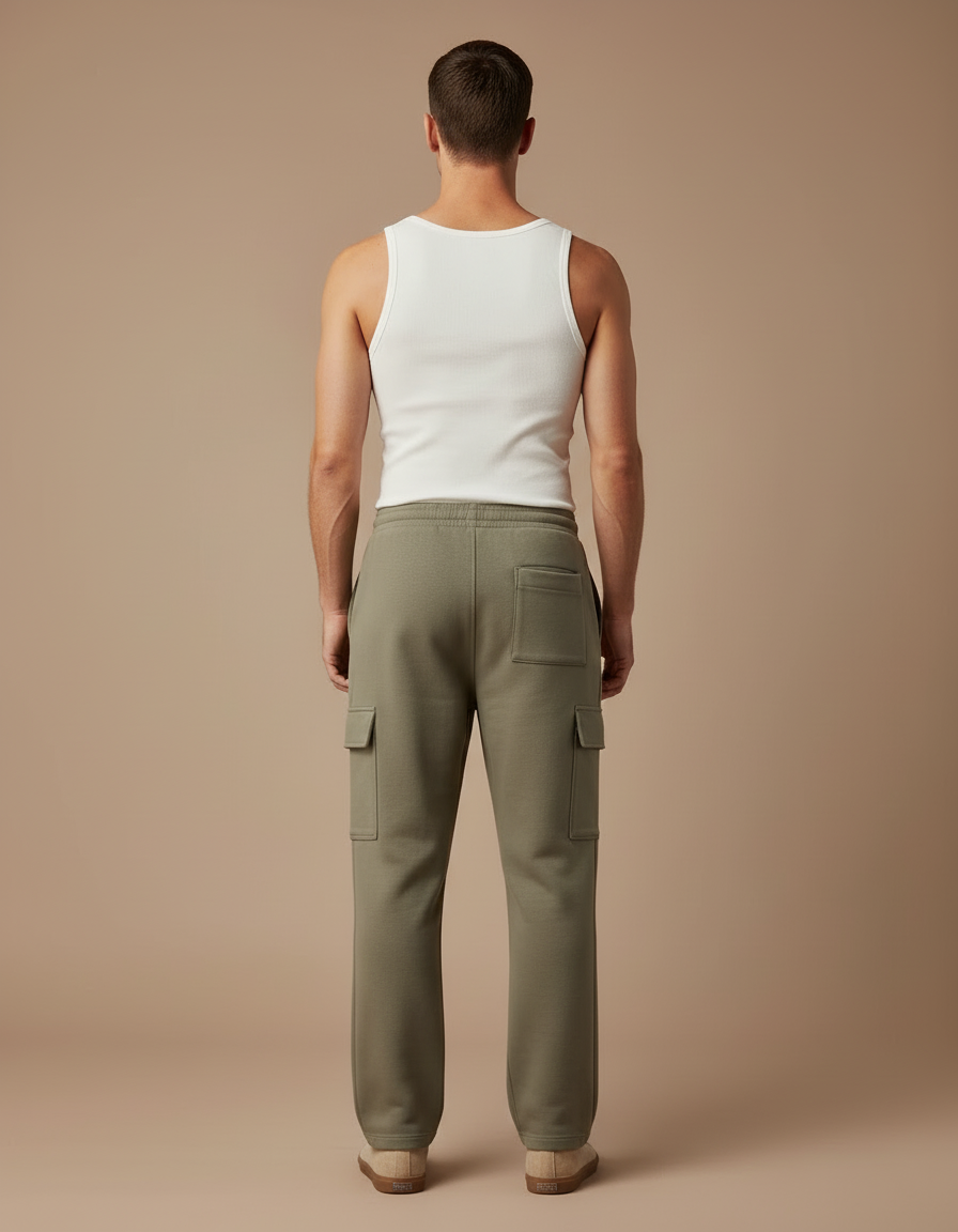 Pantalon Cargo Kaki Ample Molletonné Homme Décontracté - vue 2