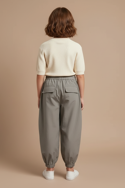 Pantalon Cargo Gris Ample Enfant Poches - Polyester - vue 2