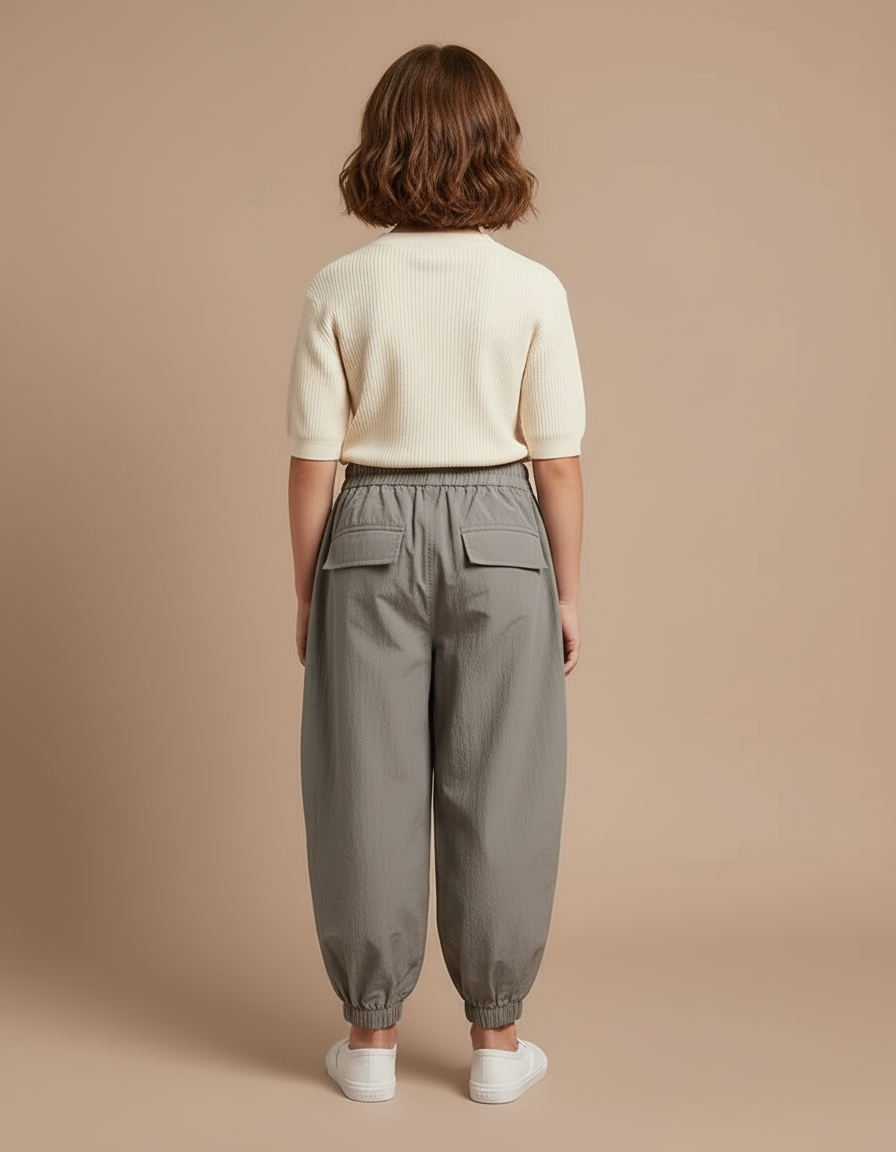 Pantalon Cargo Gris Ample Enfant Poches - Polyester - vue 2