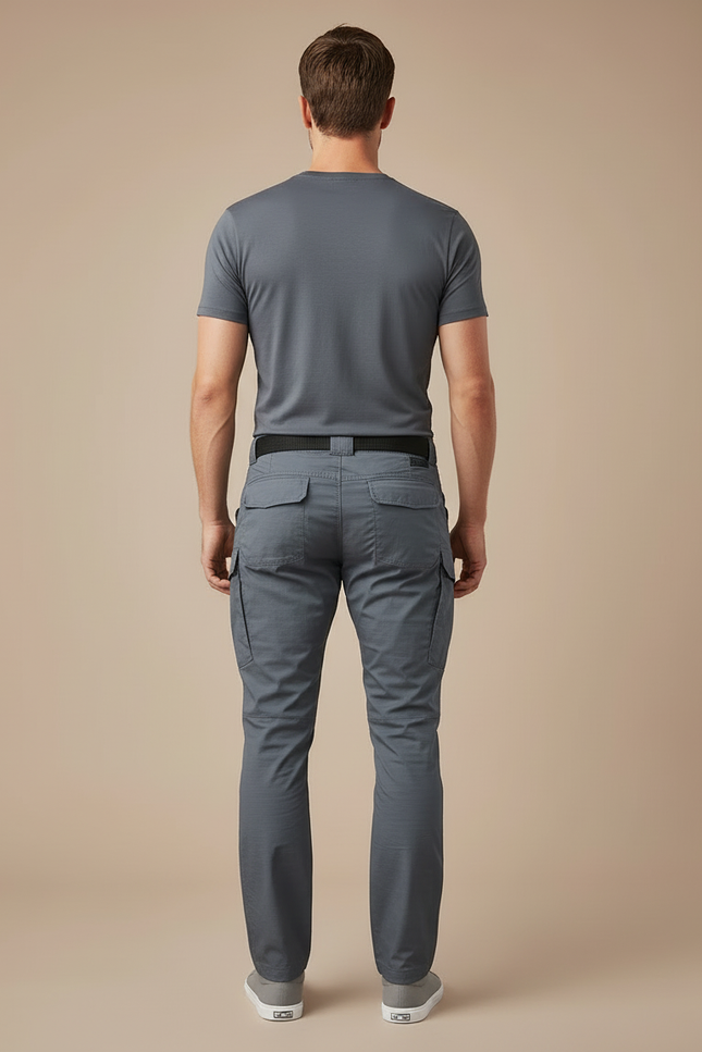 Pantalon Cargo Gris Homme Tactique Multipoches Décontracté - Polyester - vue 2