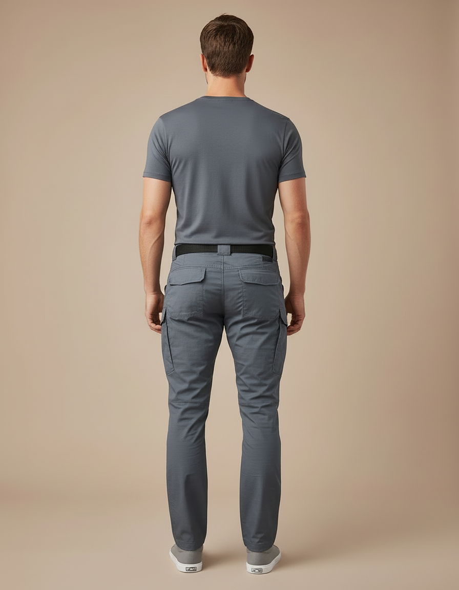 Pantalon Cargo Gris Homme Tactique Multipoches Décontracté - Polyester - vue 2