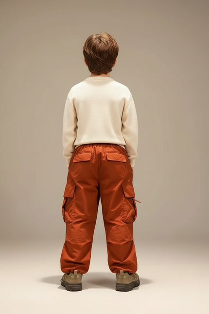 Pantalon Cargo Orange Ample Enfant Décontracté Garçon Fille - Polyester - vue 2