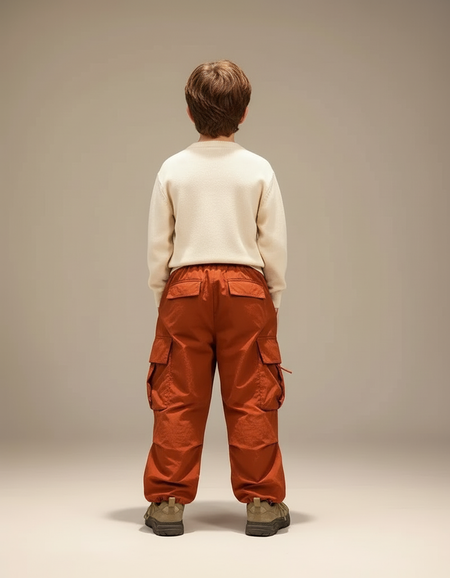 Pantalon Cargo Orange Ample Enfant Décontracté Garçon Fille - Polyester - vue 2
