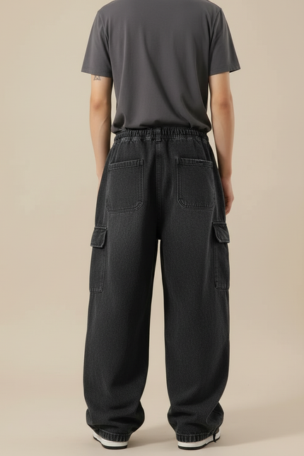 Pantalon Jean Cargo Homme - Noir - vue 2