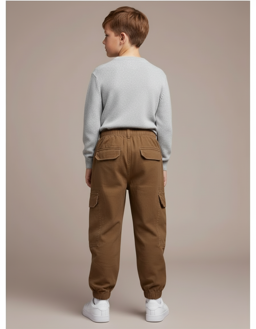 Pantalon Cargo Marron Ample Décontracté Enfant Jogger - Toile - vue 2