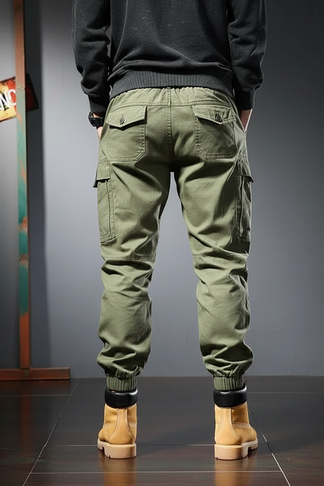 Pantalon Cargo Kaki Ample Coton Jogger Homme