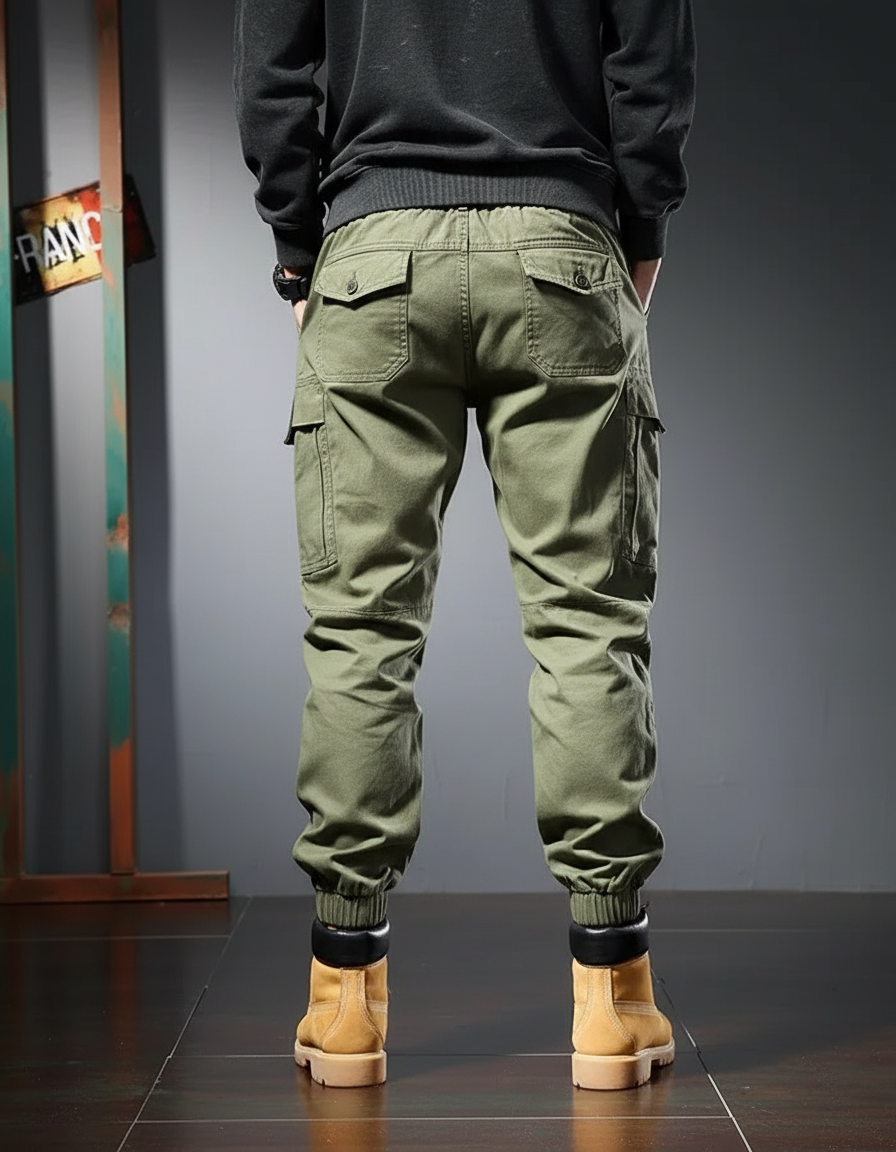 Pantalon Cargo Kaki Ample Coton Jogger Homme