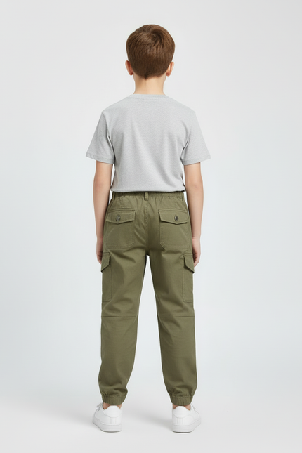 Pantalon Cargo Kaki Ample Multipoches Enfant Coton - vue 2
