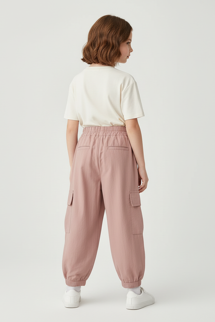 Pantalon Cargo Rose Ample Coton Léger Fille - vue 2