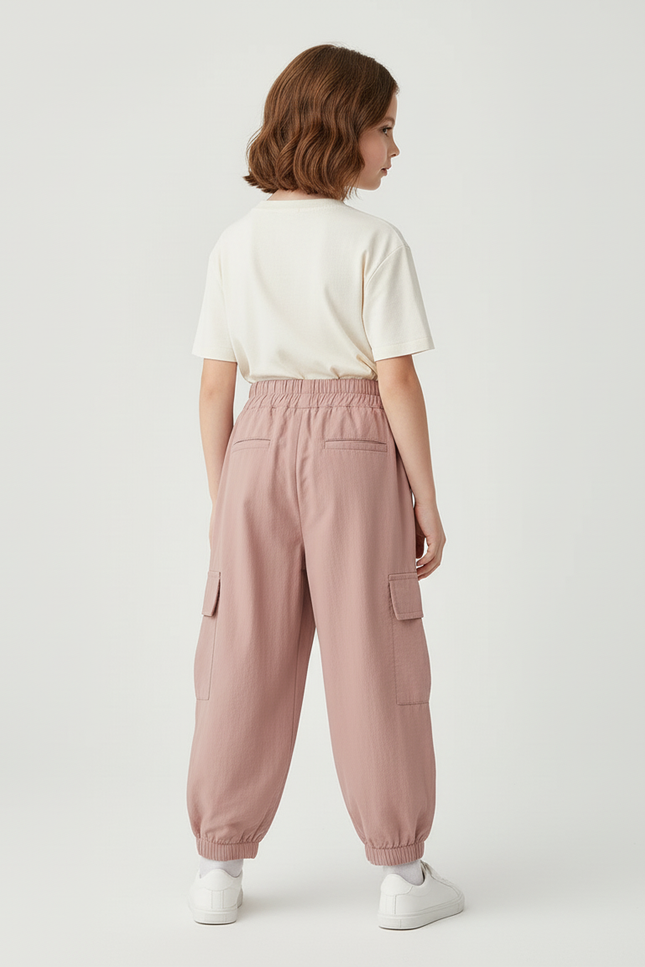 Pantalon Cargo Rose Ample Coton Léger Fille - vue 2