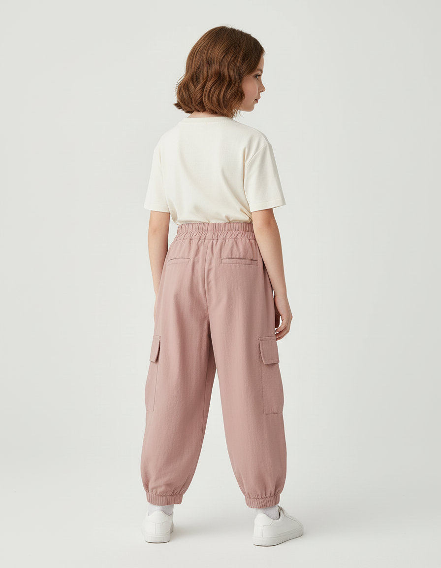 Pantalon Cargo Rose Ample Coton Léger Fille - vue 2