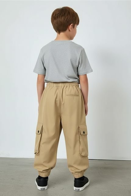 Pantalon Cargo Beige Ample Multipoches Décontracté Enfant - Polyester - vue 2