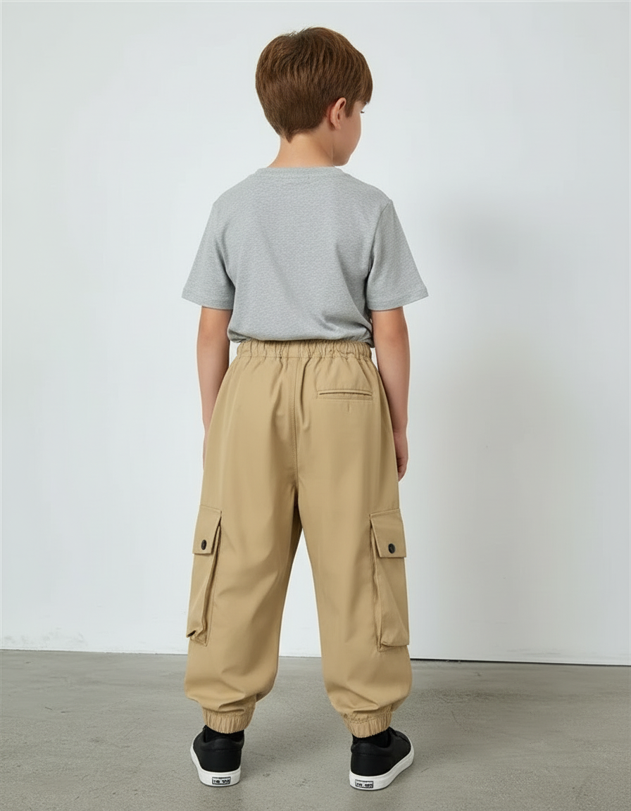 Pantalon Cargo Beige Ample Multipoches Décontracté Enfant - Polyester - vue 2