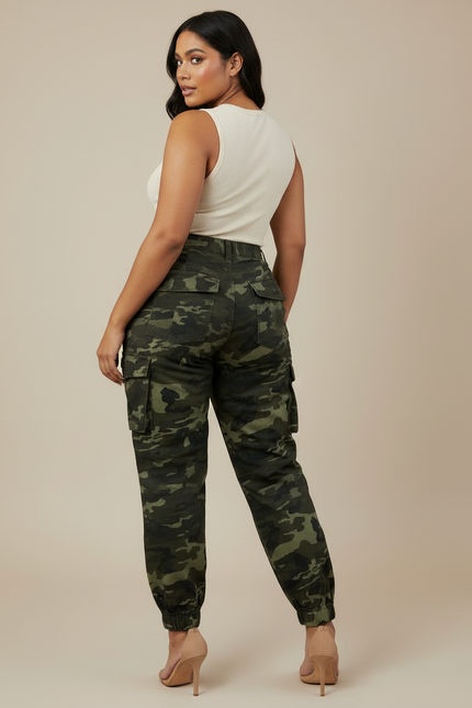 Pantalon Cargo Camouflage Militaire Ajusté Femme - Multicolore Toile - vue 2