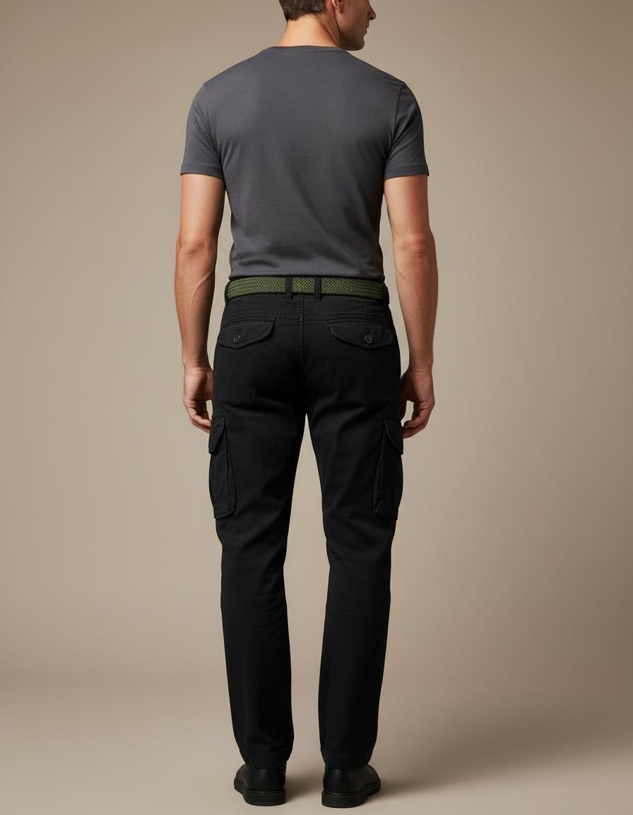 Pantalon Cargo Noir Décontracté Homme Multipoches - Toile - vue 2