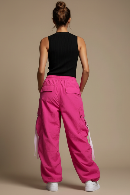 Pantalon Cargo Rose Ample Fluide Femme - Polyester - vue 2