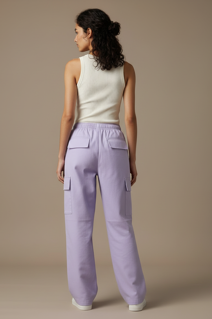 Pantalon Cargo Violet Ample Multi-Poches Décontracté - Toile - vue 2