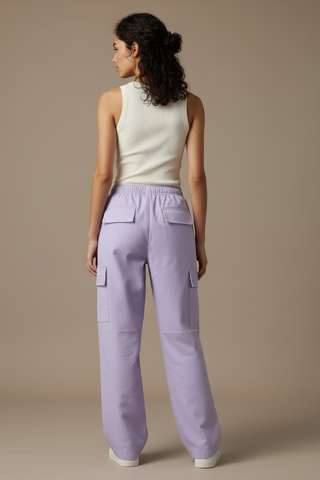 Pantalon Cargo Violet Ample Multi-Poches Décontracté - Toile - vue 2
