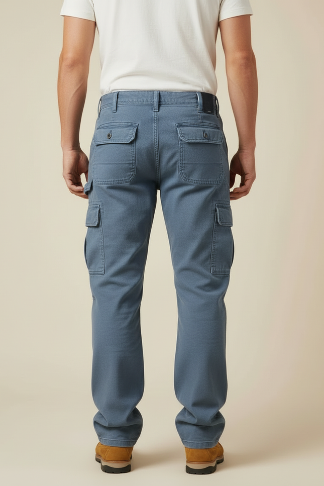 Pantalon Cargo Bleu Coton Décontracté Multipoches Homme - Toile - vue 2
