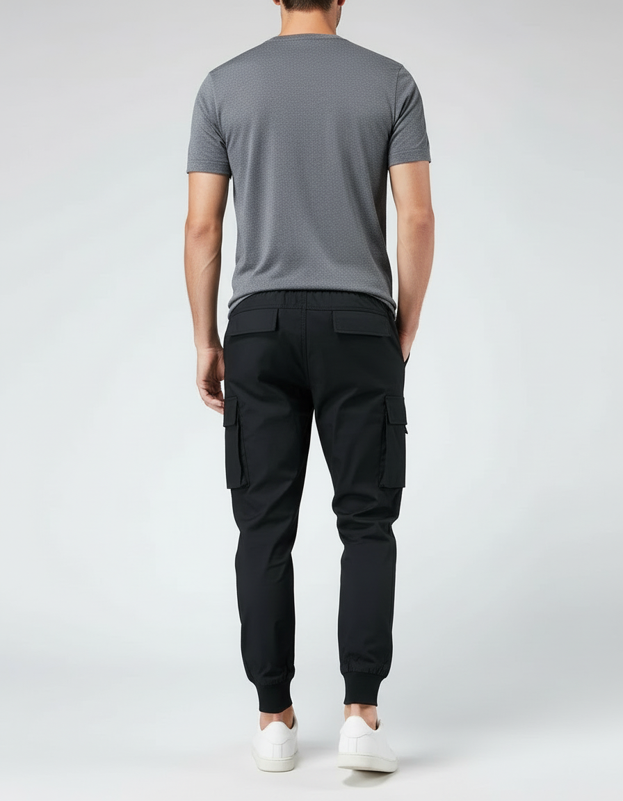 Pantalon Cargo Noir Décontracté Homme Jogger Multi-poches - Polyester - vue 2