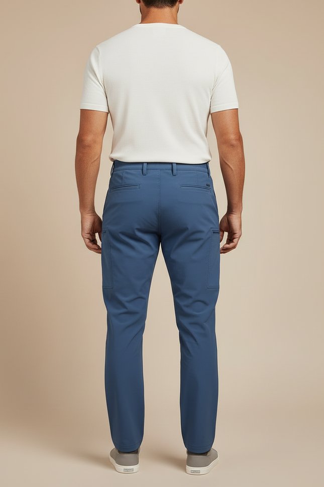 Pantalon Cargo Bleu Léger Multipoches Décontracté Homme - Polyester - vue 2