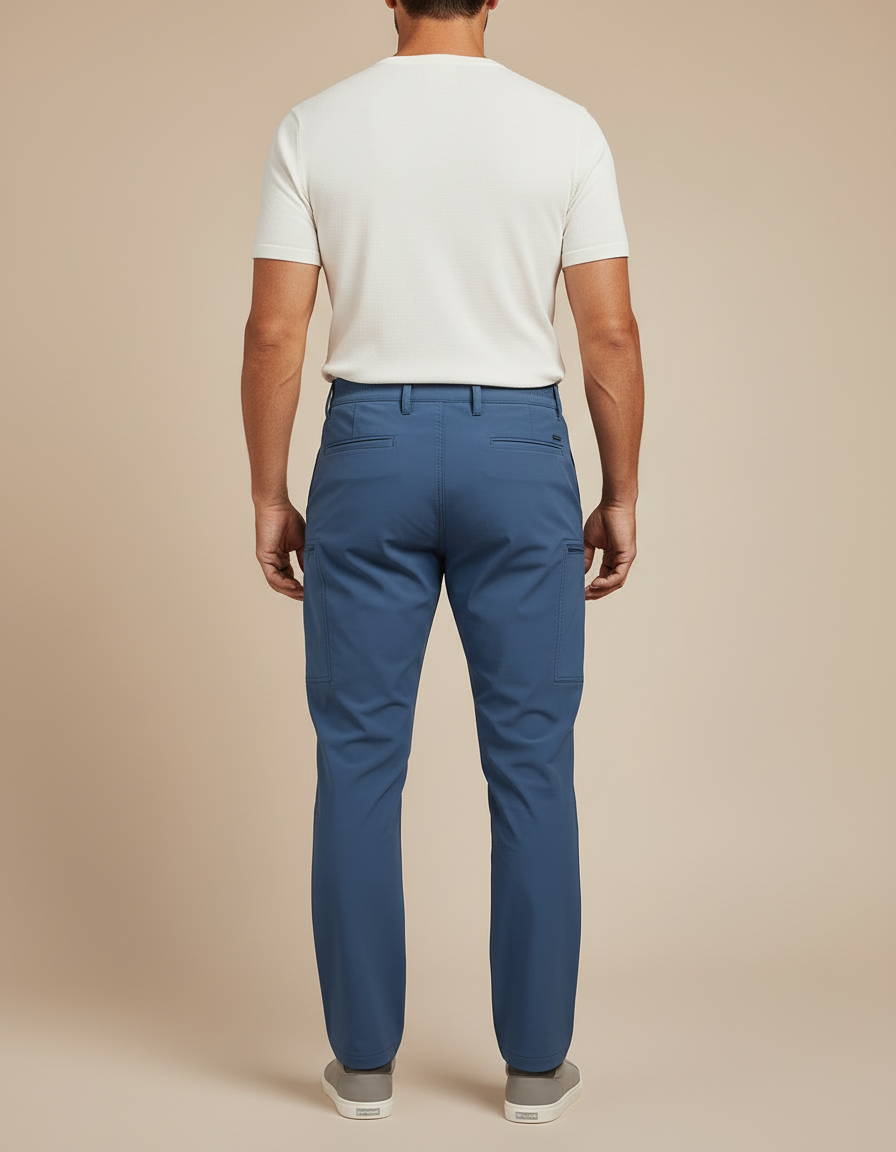 Pantalon Cargo Bleu Léger Multipoches Décontracté Homme - Polyester - vue 2