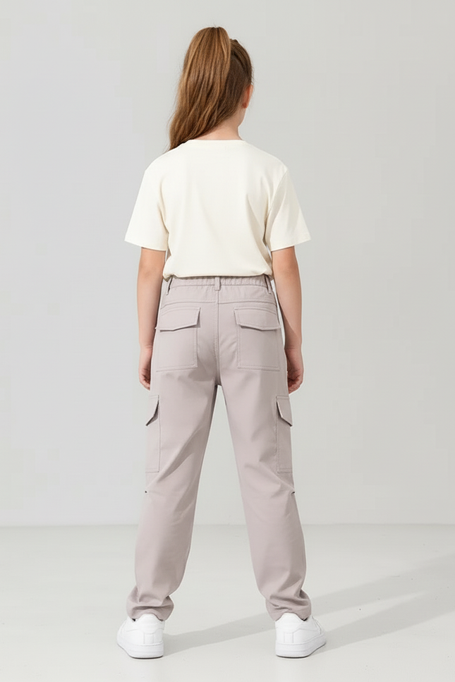 Pantalon Cargo Gris Ample Léger Multipoches Enfant - Gabardine - vue 2